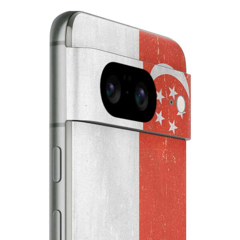 Singapore Flag Distressed Google Pixel 8 Skin